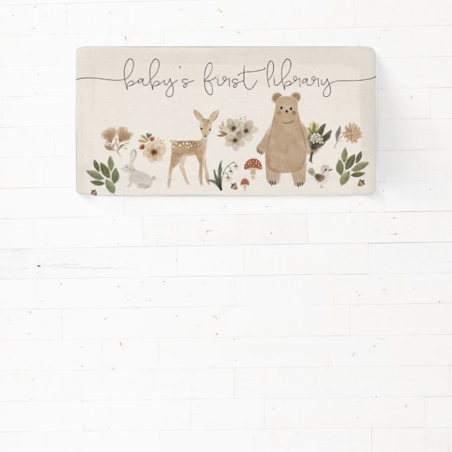 Banderoles Boho Woodland Baby shower Welcome Banner (Insitu)