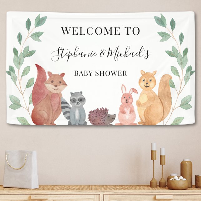 Banderoles Bois Animaux Couple's Baby shower Bienvenue (Créateur téléchargé)