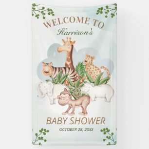 Banderoles Bois Animaux Jungle Baby shower de verdure
