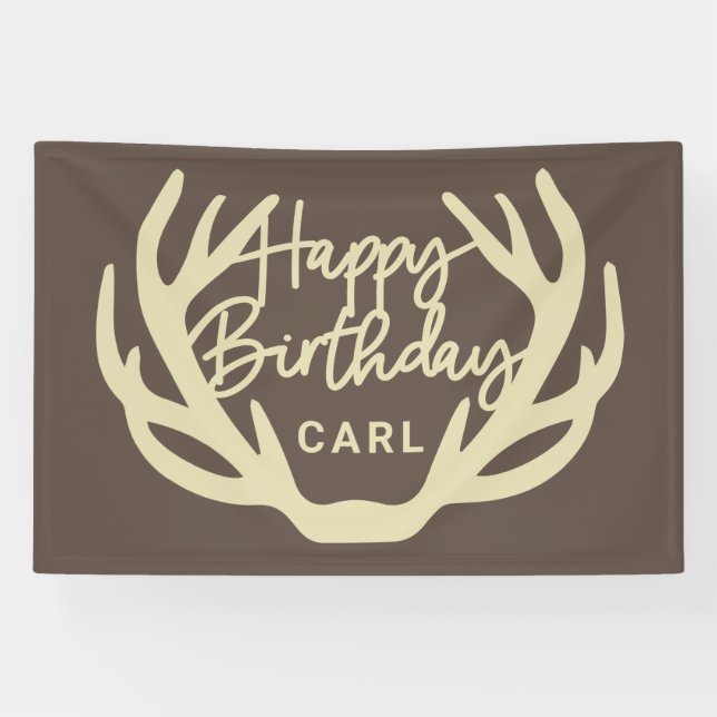 Banderoles Bois de cerf Joyeux Anniversaire coutume (Horizontal)
