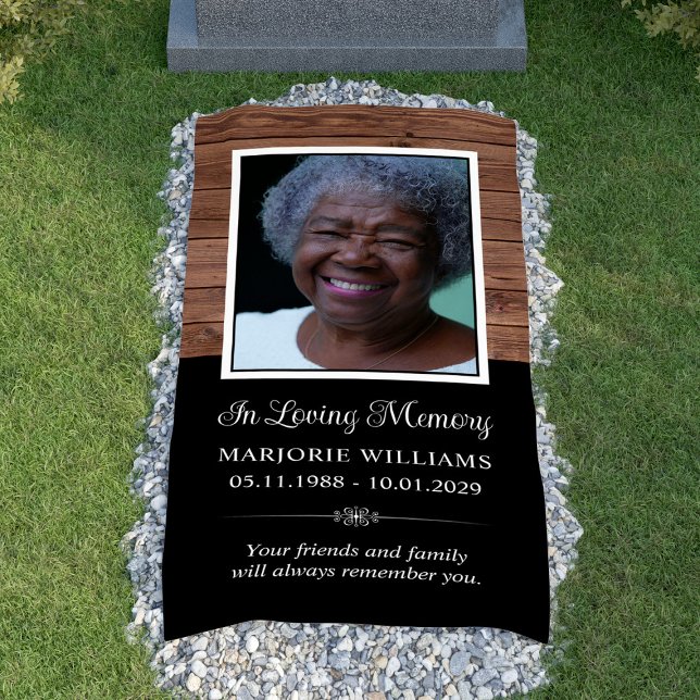 Banderoles Bois rustique dans l'amour Mémoire Photo Couvertur (Rustic Wood In Loving Memory Photo Grave Cover Banner
)