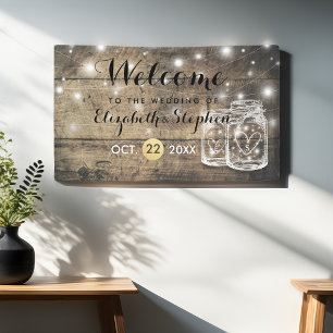 Banderoles Bois rustique Mason Jar String Mariage de lumière