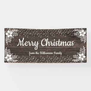 Banderoles Bois rustique Personnalisé Floral Fête de Noël