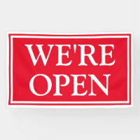 Bold Red White Business Nous sommes Open Banner