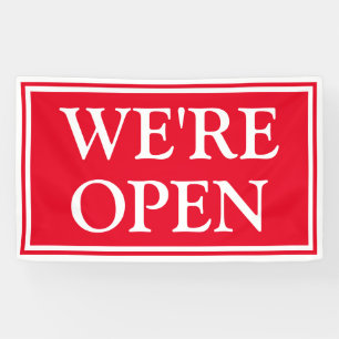 Banderoles Bold Red White Business Nous sommes Open Banner