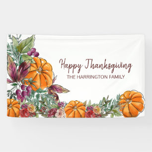 Banderoles Bon thanksgiving aquarelle Citrouilles Automne