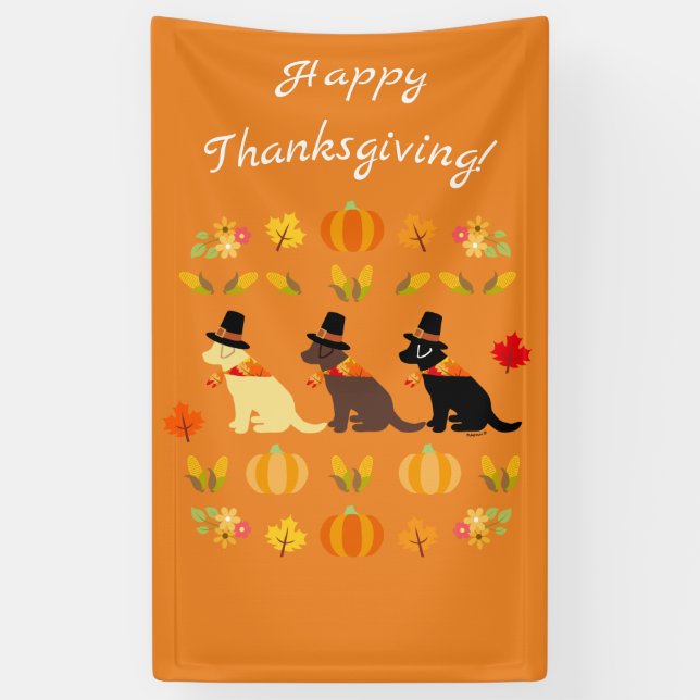 Banderoles Bon thanksgiving Labrador Silhouette Orange (Vertical)