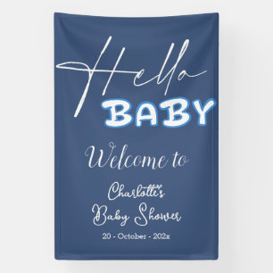Banderoles Bonjour Bébé Élégante Baby Shower Bleu Foncé