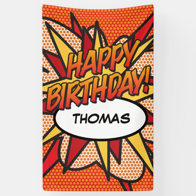Banderoles BONJOUR D'ANNIVERSAIRE BD Pop Art (Vertical)