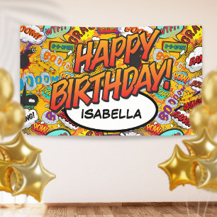 Banderoles BONJOUR D'ANNIVERSAIRE Fun Retro Comic Book Pop Ar