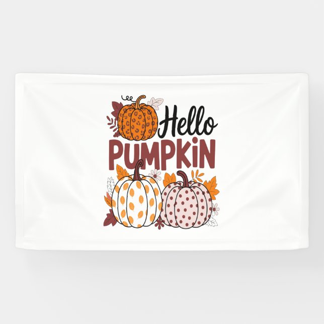 Banderoles Bonjour Png Citrouille, Vibes d'automne (Horizontal)