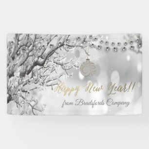 Banderoles Bonne année, Paysage hivernal merveilleux, Balle d