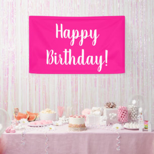 Banderoles Bonne Anniversaire Hot rose White Typographie
