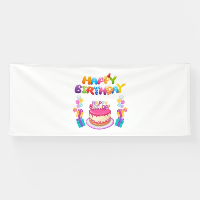 Banderoles Bonne fête d'anniversaire Confetti 4x10 Vinyl Bann (Horizontal)
