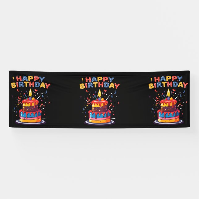 Banderoles Bonne fête d'anniversaire Fournitures 2.5x8 Vinyl (Horizontal)