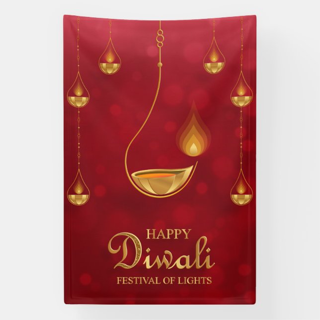 Banderoles Bonne fête des lumières de Diwali (Verticale)