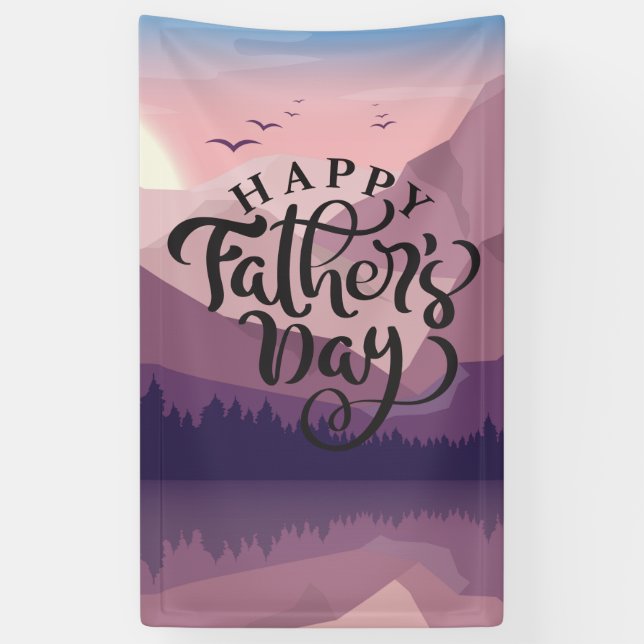 Banderoles Bonne Fête des pères avec montagnes Plaque (Vertical)