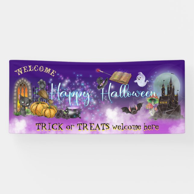 Banderoles Bonne Halloween pour les enfants tour ou les fils  (Horizontal)