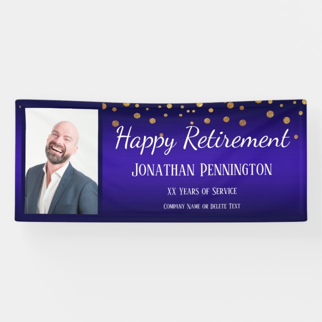 Banderoles Bonne retraite avec Gold Confetti One Photo (Horizontal)