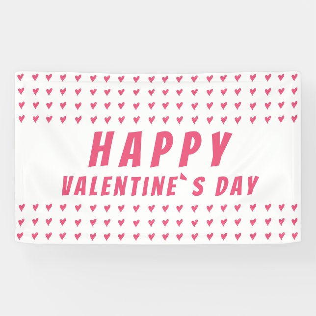 Banderoles Bonne Saint Valentin Coeur rose (Horizontal)