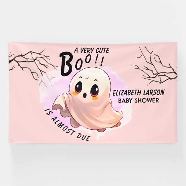 Banderoles Boo Baby shower Halloween Pink thème mignonne fête (Horizontal)