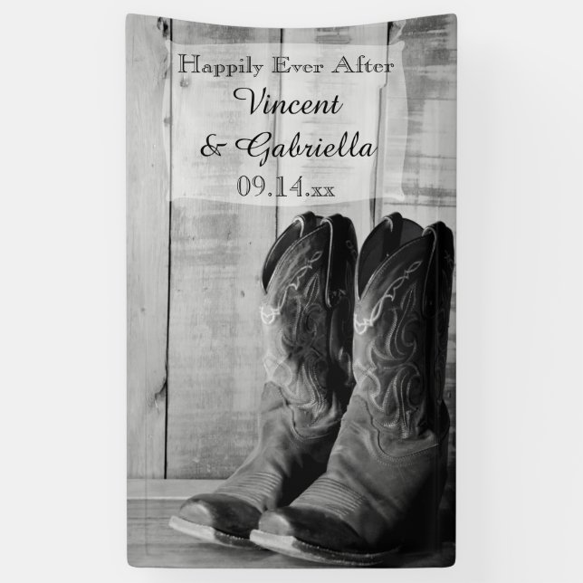 Banderoles Boots rustiques Cowboy Pays Mariage occidental (Vertical)