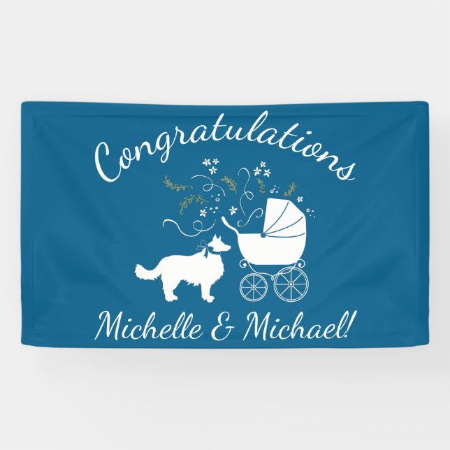 Banderoles Bordure Collie Chien Baby shower Chien Chien Chiot (Horizontal)