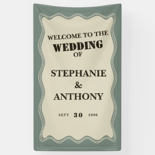 Banderoles Bordure ondulée vintage inspirée sur Mariage vert 