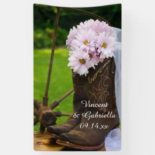 Banderoles Botte de cowboy Rustique rose Mariage occidental