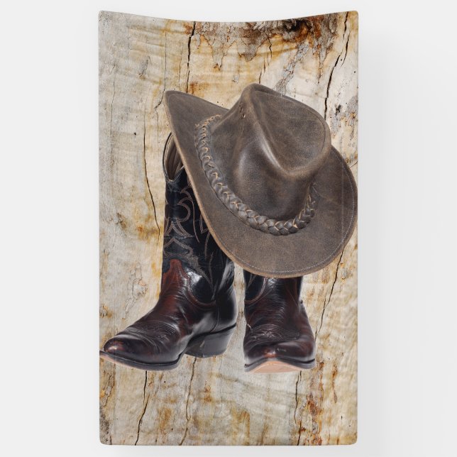 Banderoles Bottes et Casquette de cowboy (Vertical)