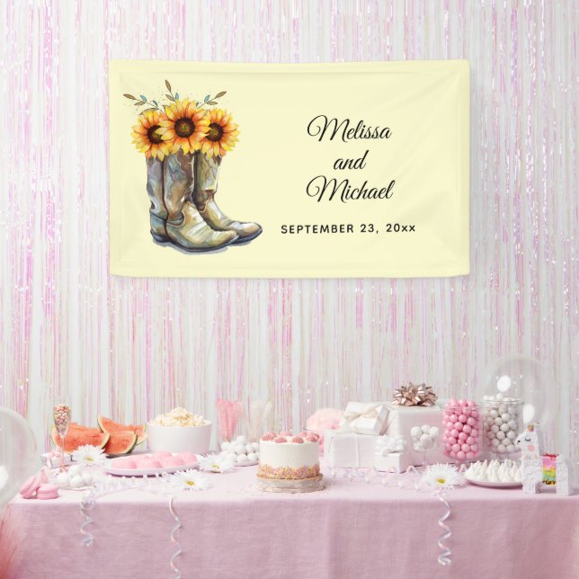 Banderoles Bottes rustiques Cowboy avec Mariage Sunflower (Fête)