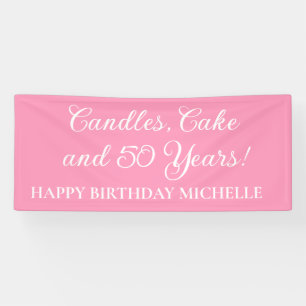 Banderoles Bougies roses, Gâteau 50 ans Anniversaire