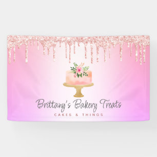 Banderoles Boulangerie Gâteau Blush Rose Parties scintillant 