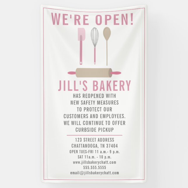 Banderoles Boulangerie Open Pink Cuisine Restauration (Vertical)