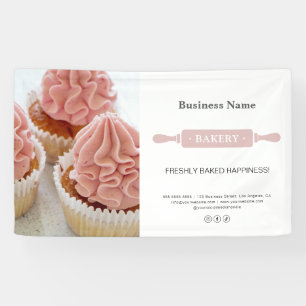 Banderoles Boulangerie Rolling Pin Photo Blanc et Rose Busine