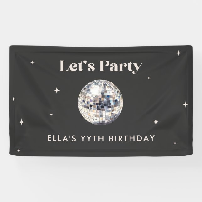 Banderoles Boule de disco moderne élégante pour anniversaire (Horizontal)