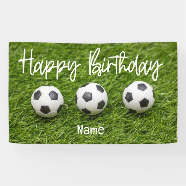 Banderoles Boule de football avec signe Joyeux Anniversaire s (Horizontal)