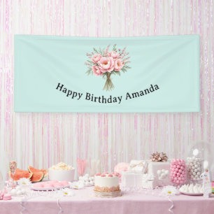 Banderoles Bouquet de fleurs de pivoine rose pour anniversair