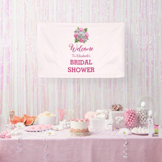 Banderoles Bouquet de Pivoines pour une Baby Shower de Mariée (Fête)