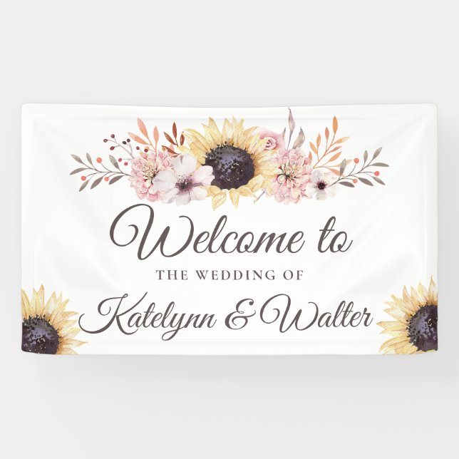 Banderoles Bouquet de Sunflowers Mariage de bienvenue (Horizontal)