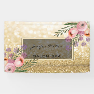 Banderoles Bouquet floral glamour moderne chic or gliterie