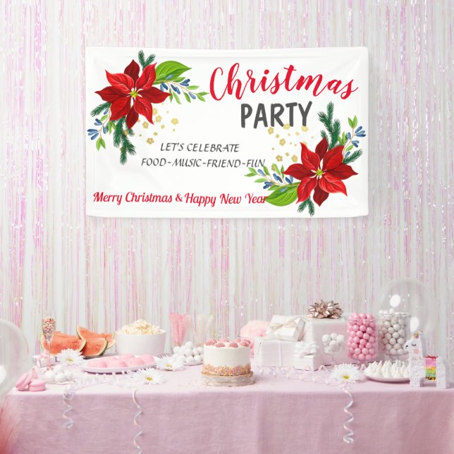 Banderoles Bouquet floral Poinsettia, fête de Noël (Fête)