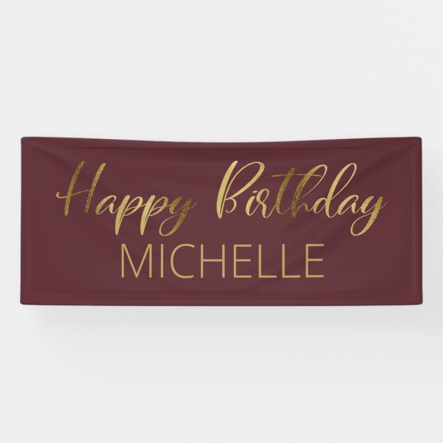 Banderoles Bourgogne Gold Joyeux Anniversaire (Horizontal)