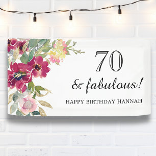 Banderoles Bourgogne rose Floral 70e anniversaire