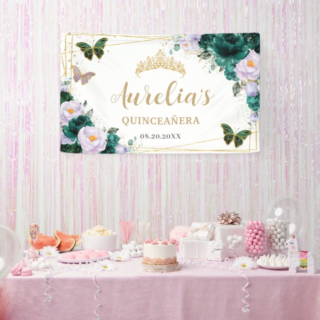 Banderoles Bouteilles florales violettes Emeraude Accueil (Fête)