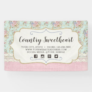 Banderoles Boutique vintage florale rose chic minable de