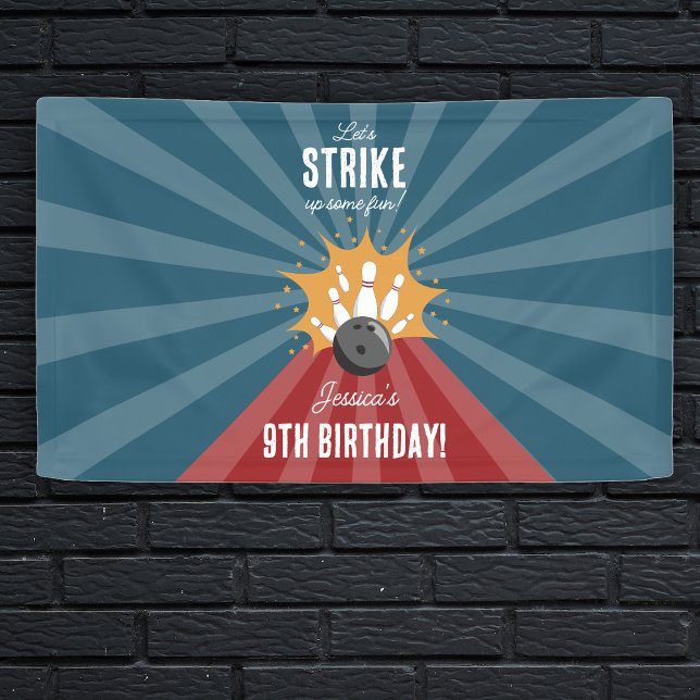 Banderoles Bowling Ball Grève Un Anniversaire de enfant Amusa (Bowling Ball Strike Up Some Fun Kids Birthday Banner)