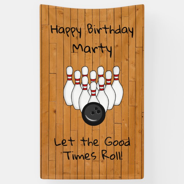 Banderoles Bowling Personnalisé Thème Joyeux anniversaire (Vertical)