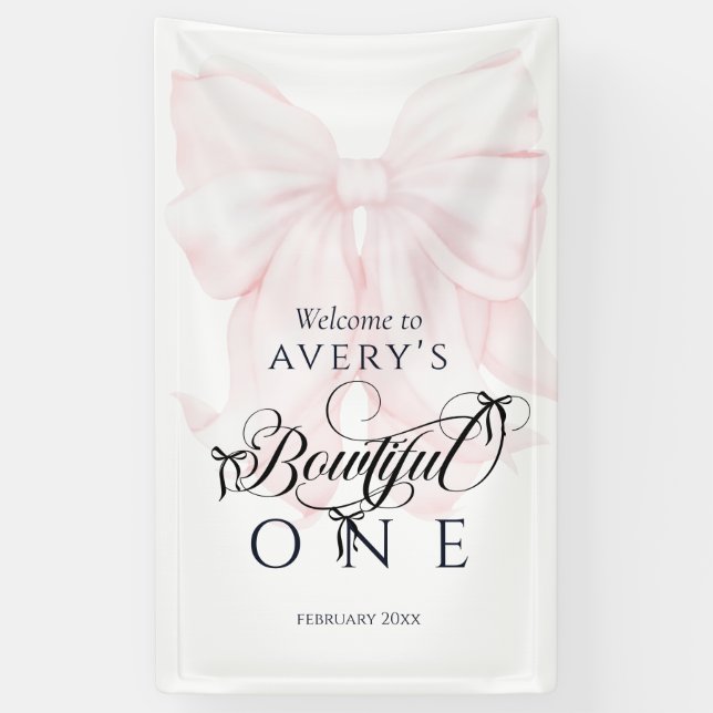Banderoles Bowtiful One 1st Birthday Bow Girls Photo (Vertical)