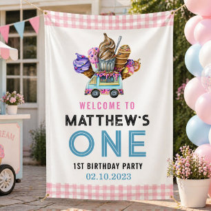 Banderoles Boy Ice Cream Camion Deux Sweet 2e Anniversaire